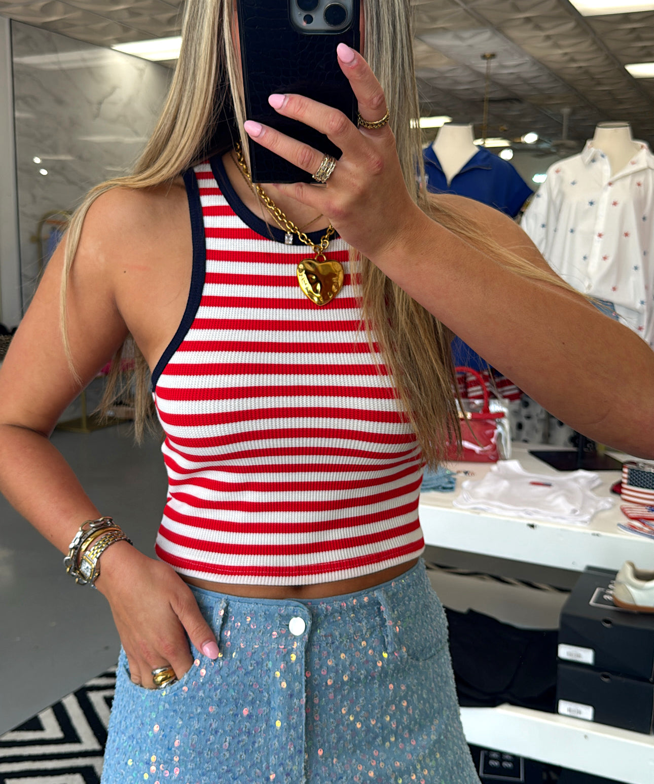 MICRO SEQUIN DENIM SHORTS
