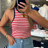 RED WHITE & BLUE STRIPE STRETCHY TANK