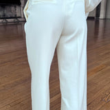 WHITE LACE TRIMMED DETAILED STRAIGHT TROUSERS