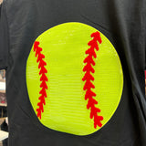 BLACK SEQUIN SOFTBALL TEE