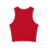 USA Flag Racer Tank Top — Patriotic Women's Cropped Micro Rib Tank for 4th of July & Summer