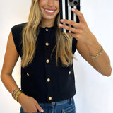 BLACK GOLD BUTTON KNIT VEST