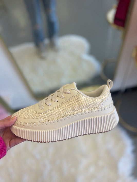 BEIGE RAFFIA SNEAKERS