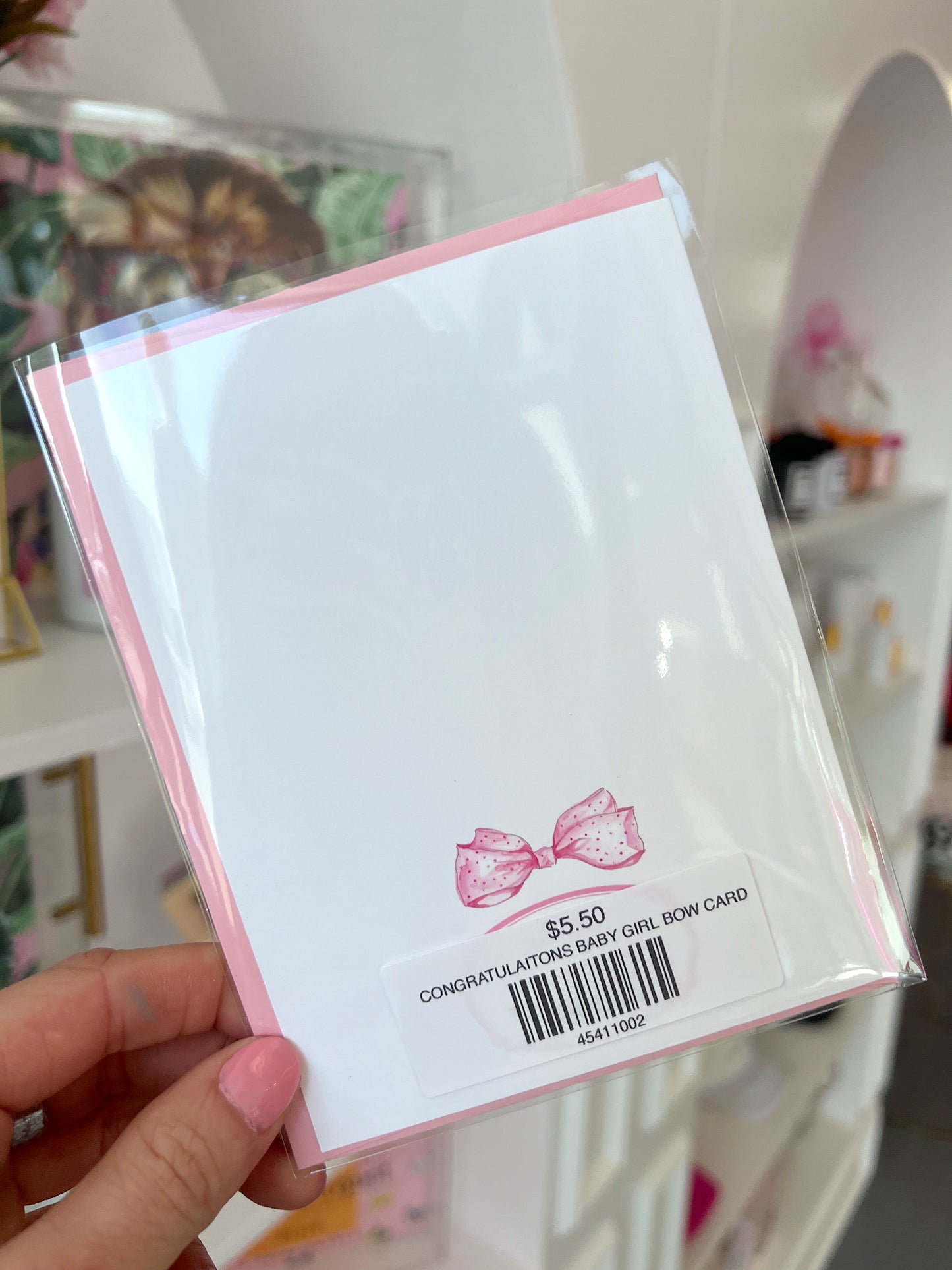 CONGRATULAITONS BABY GIRL BOW CARD