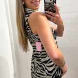 TAUPE ZEBRA WOVEN VEST