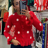 Red Polka Dot Fuzzy Sweater Top