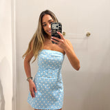 BABY BLUE POLKA DOT STAPLESS DRESS