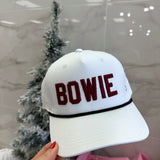 VINTAGE WHITE BOWIE MAROON HAT