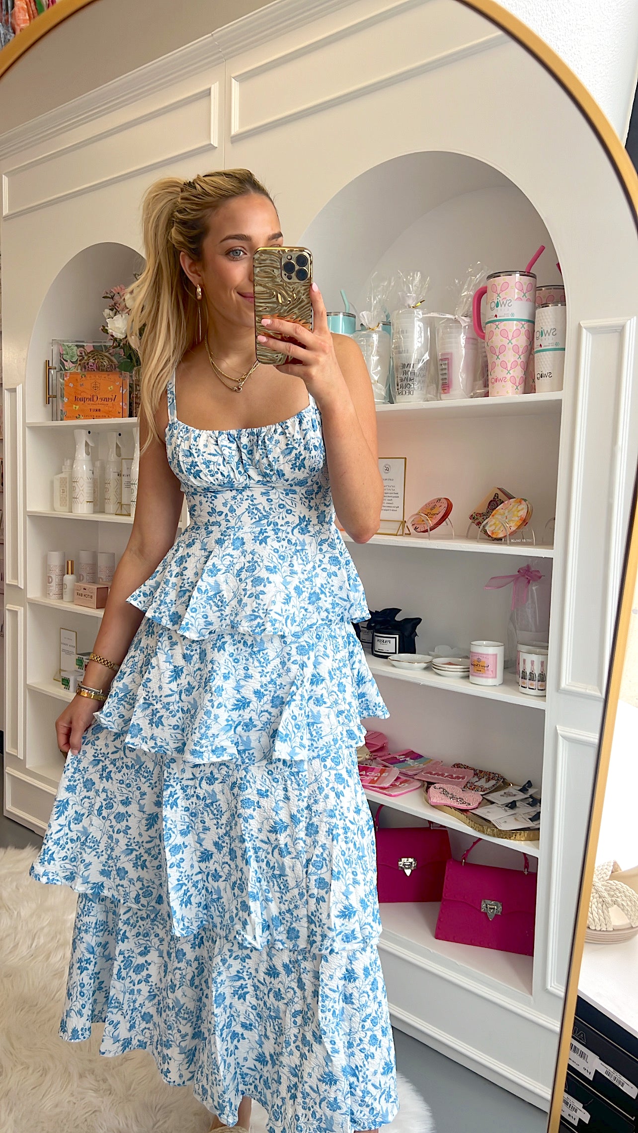 BLUE FLORAL MAXI DRESS