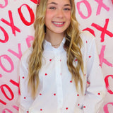 HEART POPLIN EMBROIDERY BLOUSE