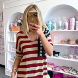 CREAM AMERICAN FLAG V NECK TOP - XL left