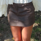 Brown Mini Skirt With Pockets