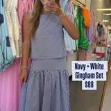 NAVY + WHITE GINGHAM SET
