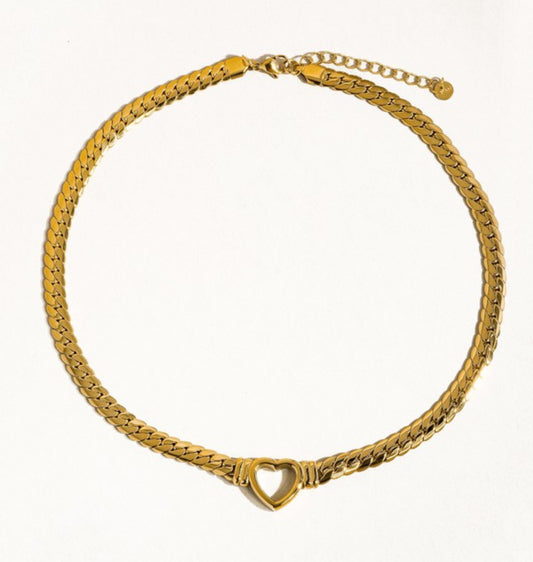 GOLD HEART SNAKE NECKLACE - NON TARNISH