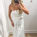 WHITE EMBROIDERED LACE TOP & MAXI SKIRT SET