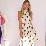 POLKA DOT HALTER TOP + MAXI SKIRT SET