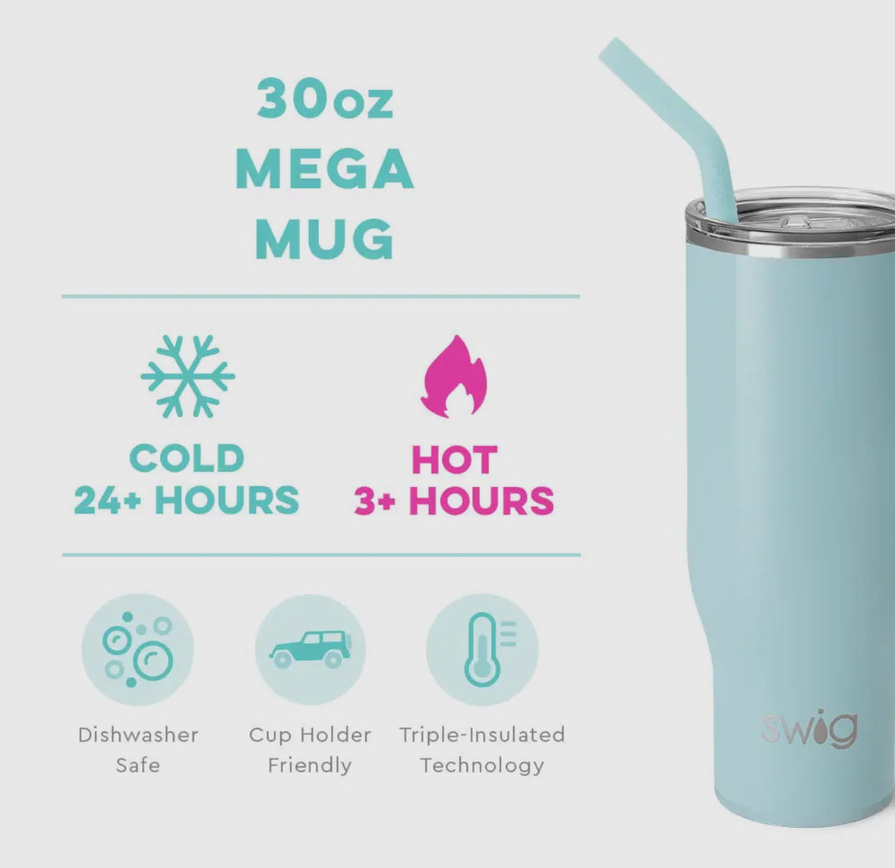 SWIG SHIMMER AQUAMARINE MEGA MUG