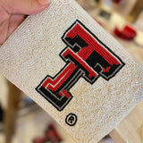WHITE TEXAS TECH BEADED POUCH