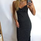 POLKA DOT PRINTED MIDI DRESS