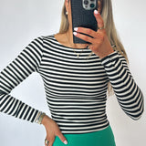 Black & White Striped Longsleeve Top