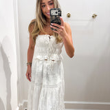 WHITE EMBROIDERED LACE TOP & MAXI SKIRT SET