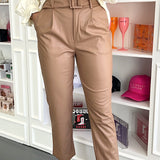 CAMEL BELTED PLEATHER PANTS (size small left)