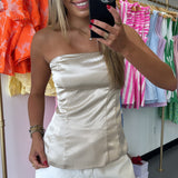 LIGHT TAN SATIN TOP