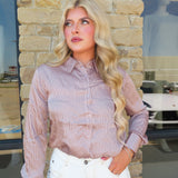 MOCHA PINSTRIPE LONGSLEEVE BUTTON DOWN