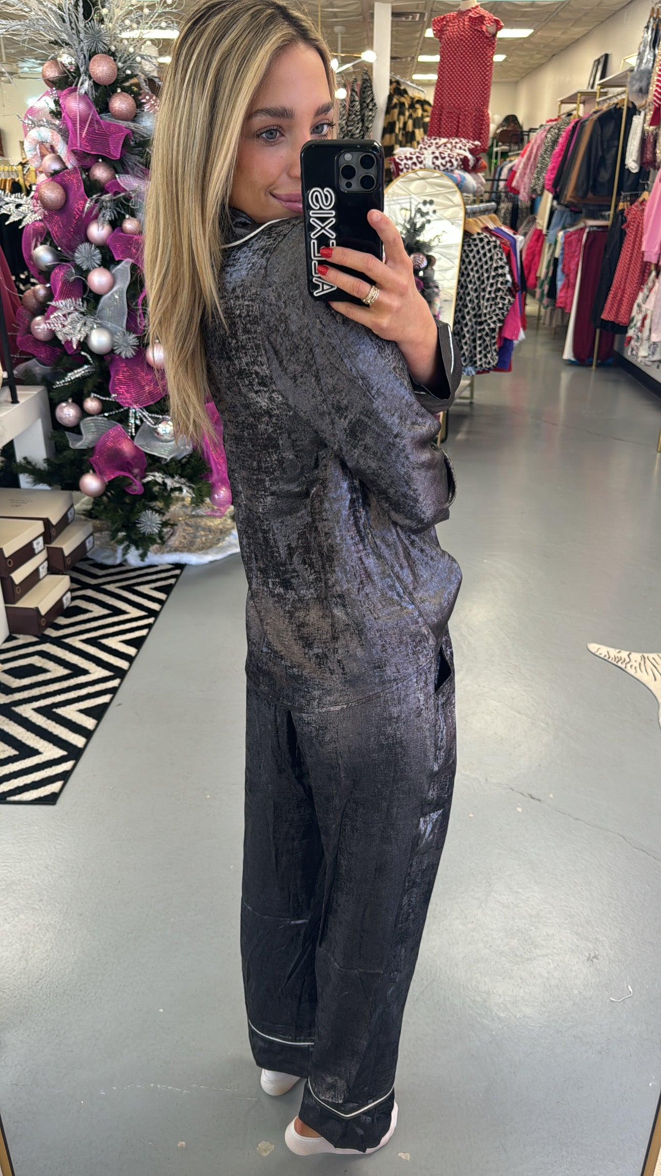 SILVER METALLIC PAJAMA SET