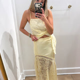 YELLOW LACE TANK AND MIDI SKIRT SET