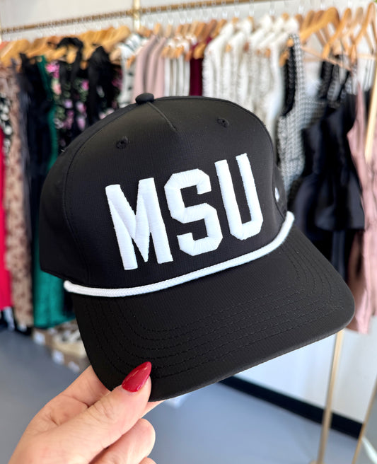 VINTAGE BLACK MSU ROPE HAT