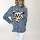 BLACK PLAID SEQUIN CHEETA BLAZER