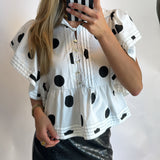 POLKA DOT RUFFLE PINTUCK TOP