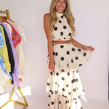 POLKA DOT HALTER TOP + MAXI SKIRT SET