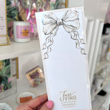 LUXE NOTEPAD HAND PAINTED CREME COLORED BOW