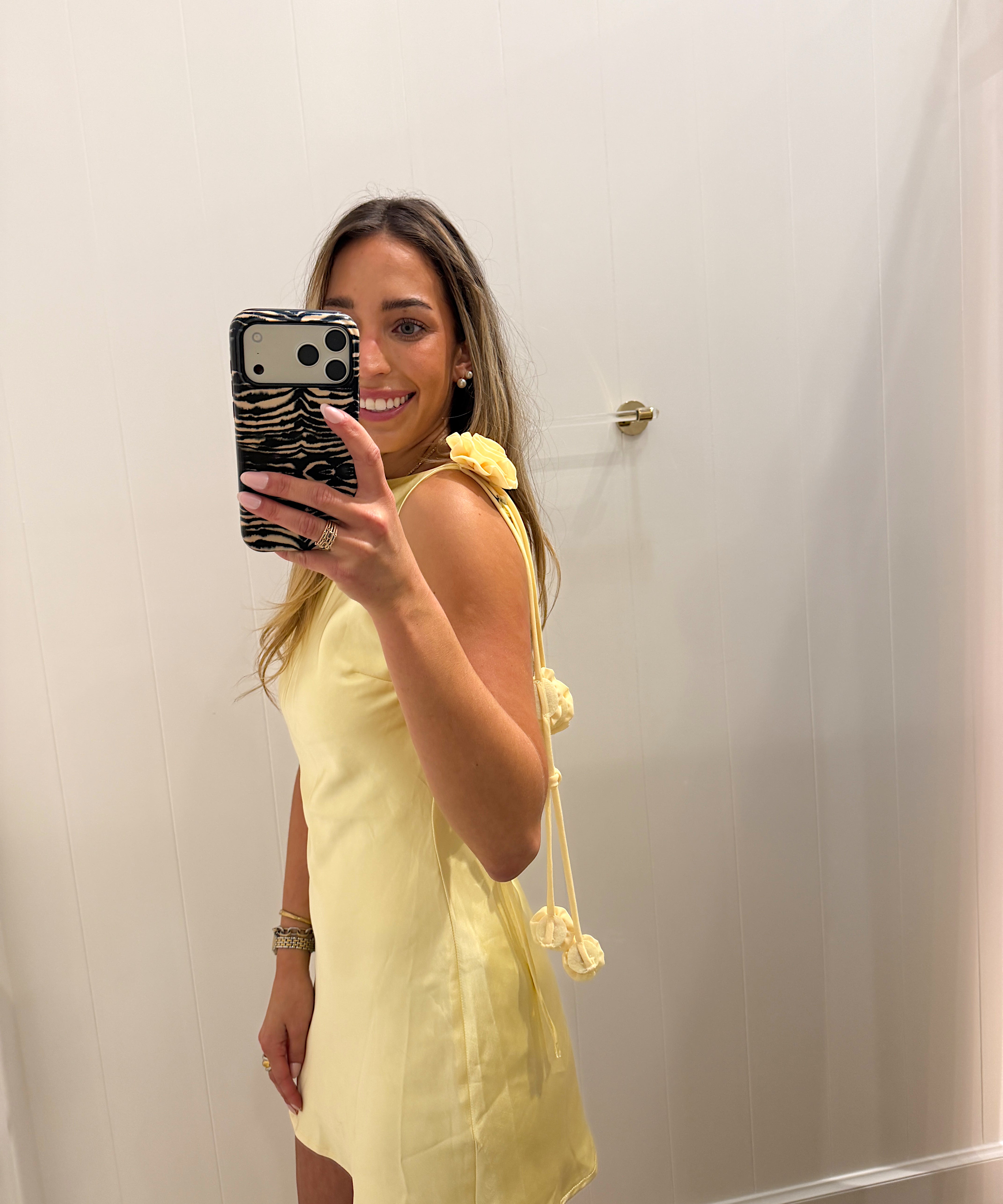 BUTTER YELLOW FLORAL MINI DRESS