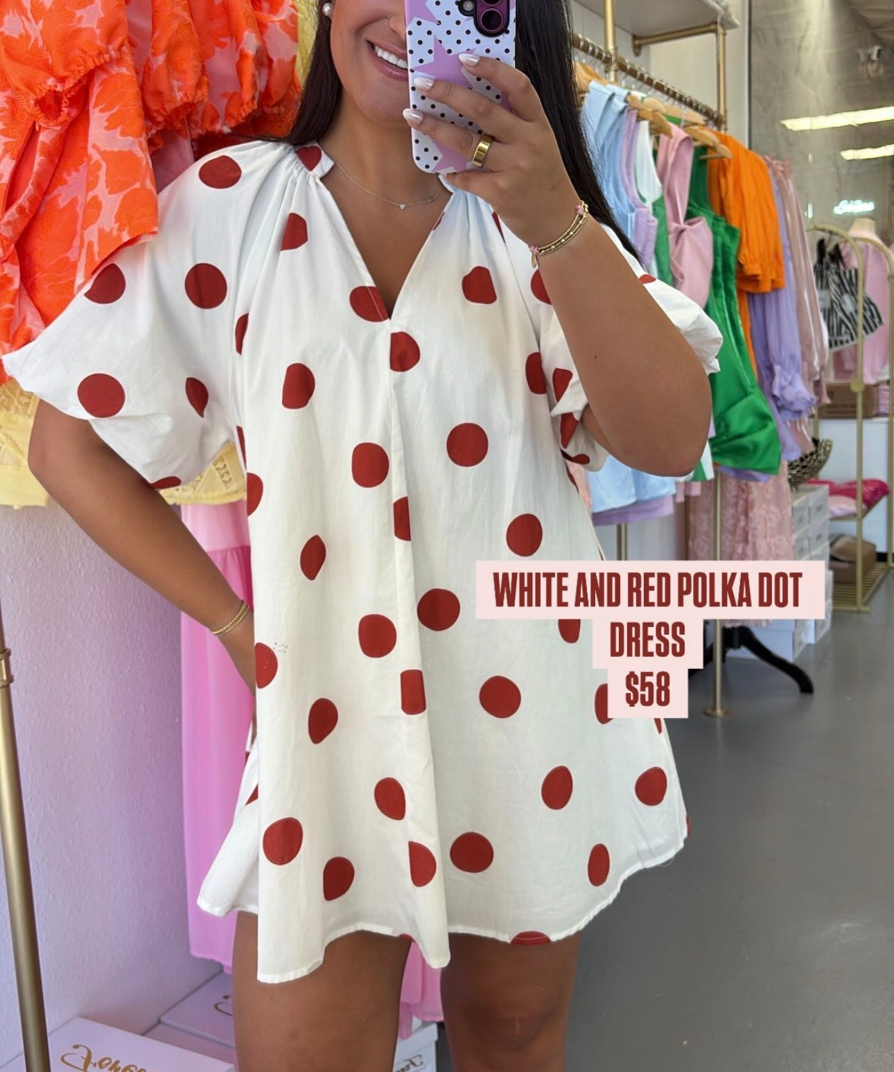 WHITE & RED POLKA DOT DRESS