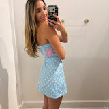 BABY BLUE POLKA DOT STAPLESS DRESS