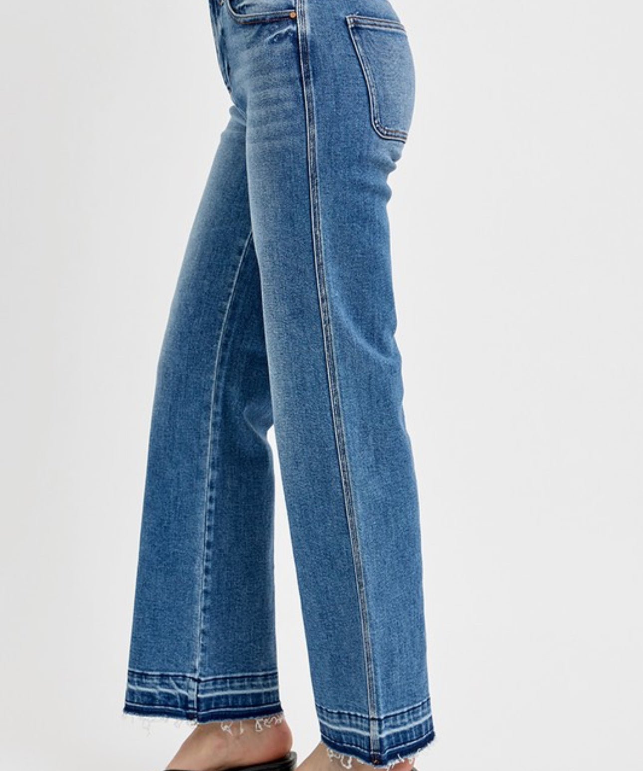 Risen Medium High Rise Ankle Straight Jeans