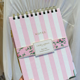Laura Ashley Steno Pad - Pink Stripes Garden Blooms