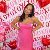 Pink Embellished Shiny Mini Dress