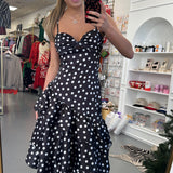 Black Satin Polka Dot Maxi Dress