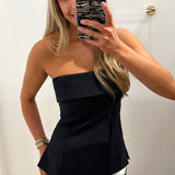 LBK BLACK TAILORED STRAPLESS TOP
