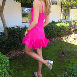 FUCHSIA ROSE BUBBLE MINI DRESS