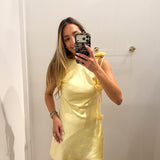 BUTTER YELLOW FLORAL MINI DRESS