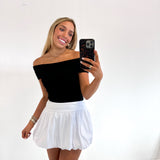 WHITE WAIST BAND BUBBLE SKIRT