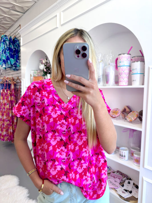 MAGENTA FLORAL MIX BLOUSE