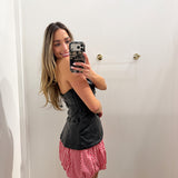BLACK PLEATHER STRAPLESS TOP