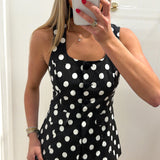 BLACK & WHITE POLKA DOT LINEN ROMPER