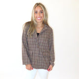 BROWN PLAID SEQUIN CHEETA BLAZER (large / XL left)